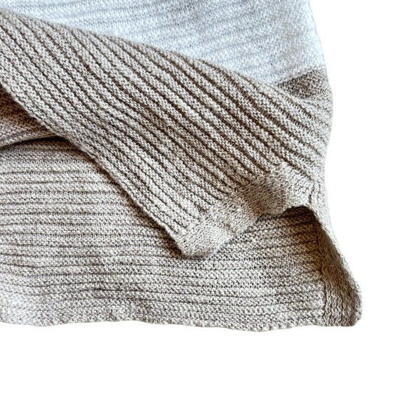 Eileen Fisher Bateau Neck Organic Cotton Linen Boxy Striped Sweater Top Sz PM - Picture 9 of 10